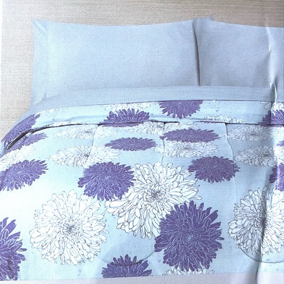 Private Label Bedding Nwt 4pc Twin Bed Set Purple White Floral